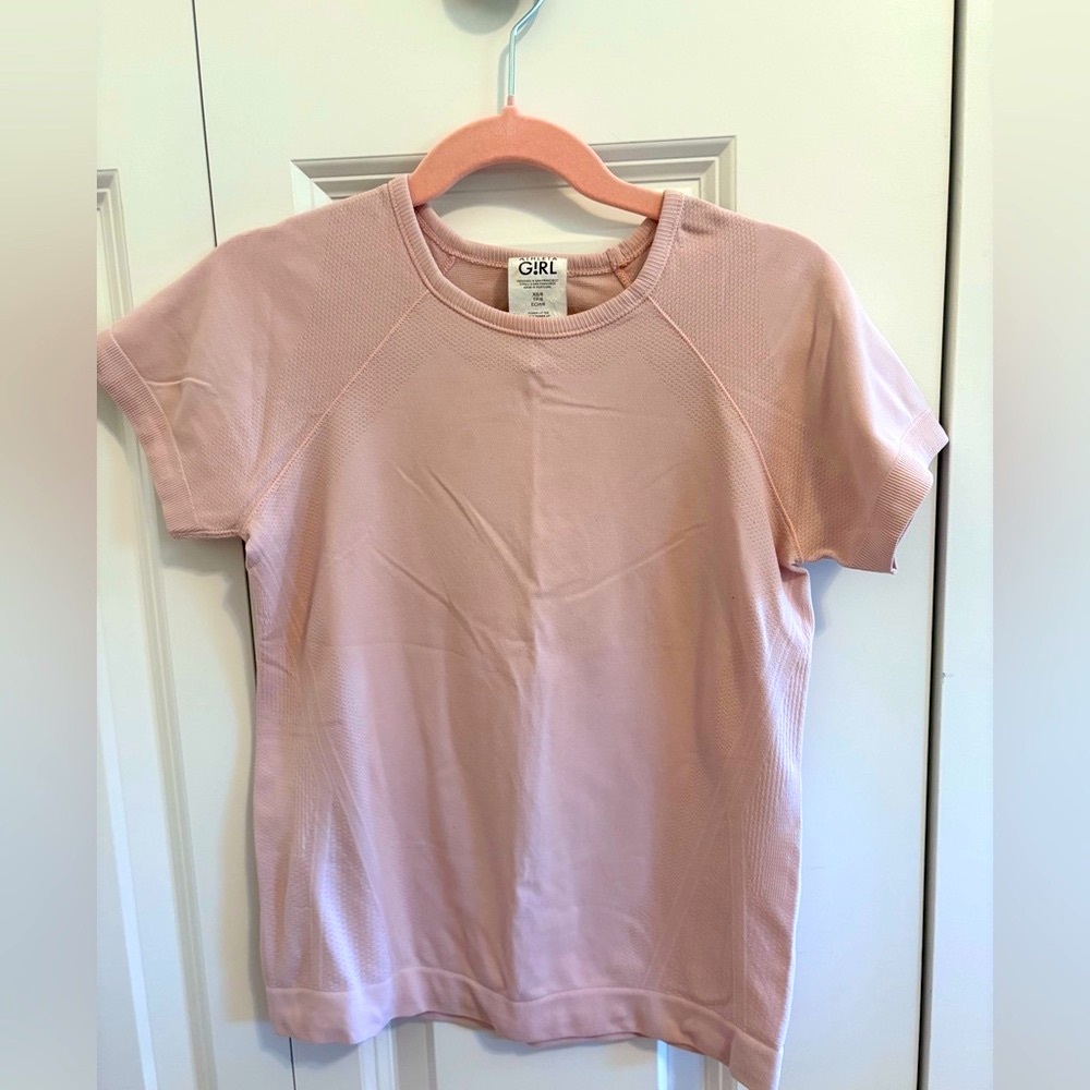 Athleta Girls Pink Crewneck Short Sleeve XS/6 Shirt